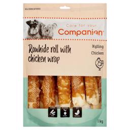 Companion Rawhide Chicken Roll Wrap Tyggeruller Med Kylling STOR POSE 1kg